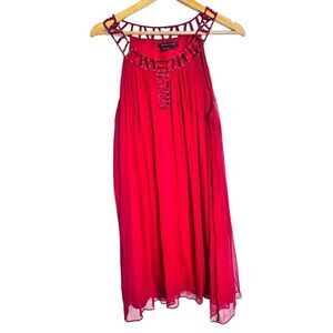 BCBG red silk beaded mini dress sz 8